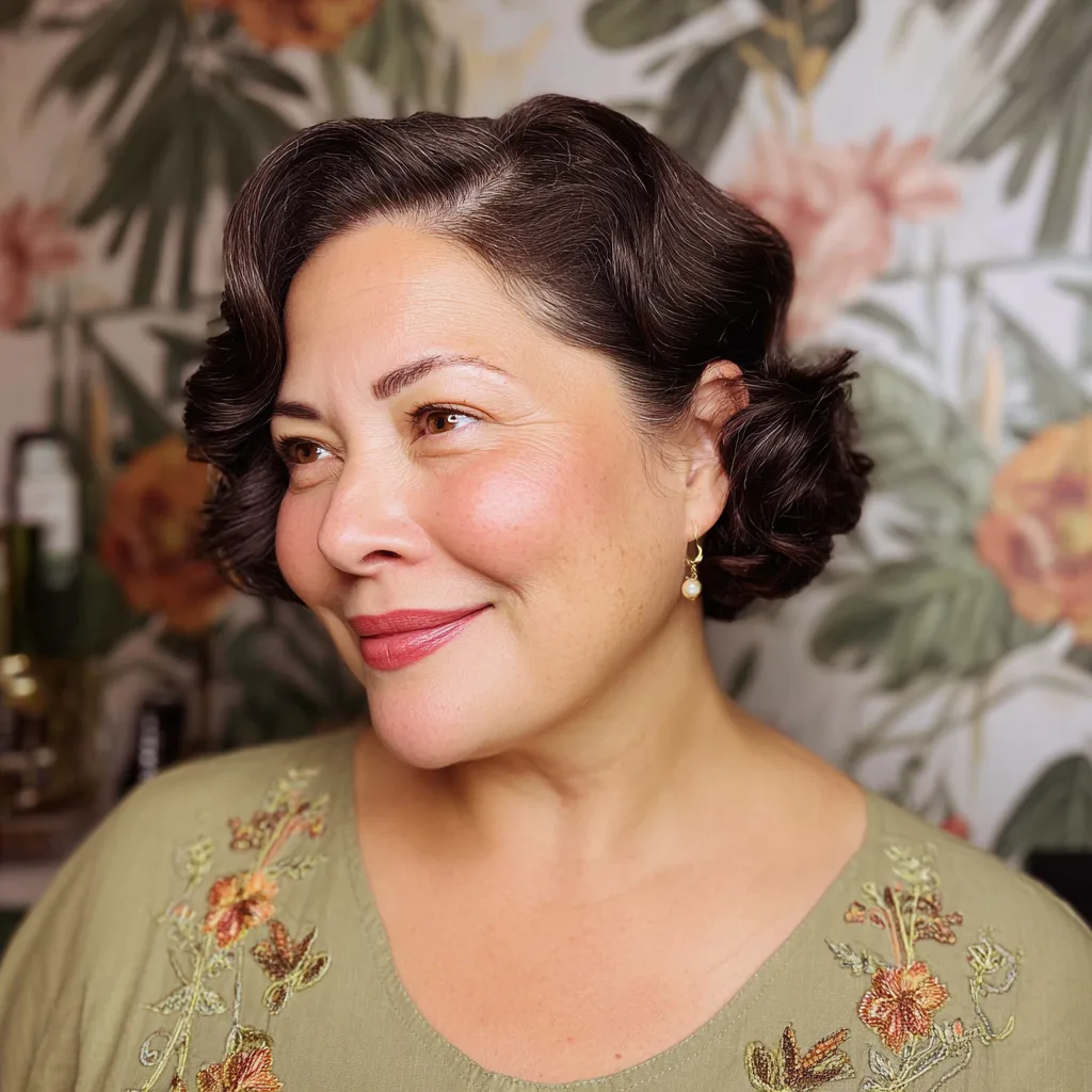 Classic Vintage-Inspired Curled Bob with Defined Texture