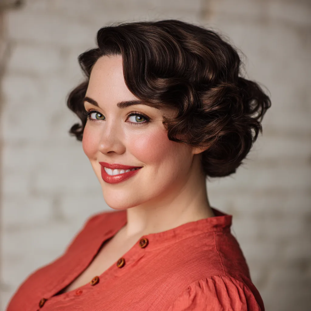 Classic Vintage-Inspired Curly Bob with Defined Waves
