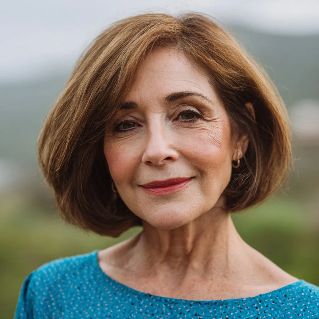 Classic Warm Brown Bob with Subtle Layering