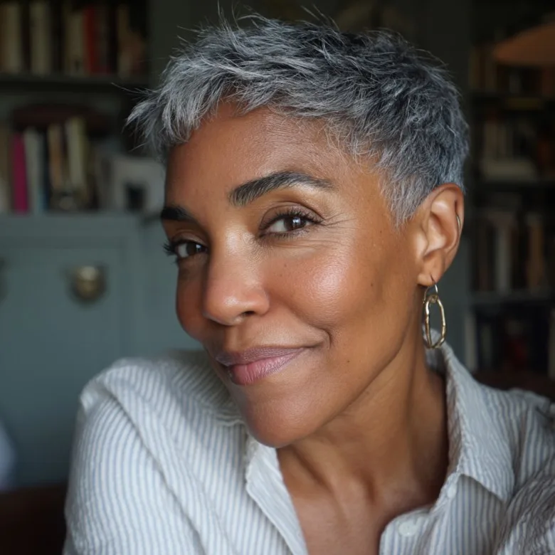 Contemporary Textured Pixie Cut with Silver Highlights