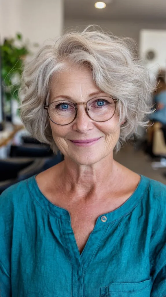 Cool Silver Layered Shag with Deep Side Sweep