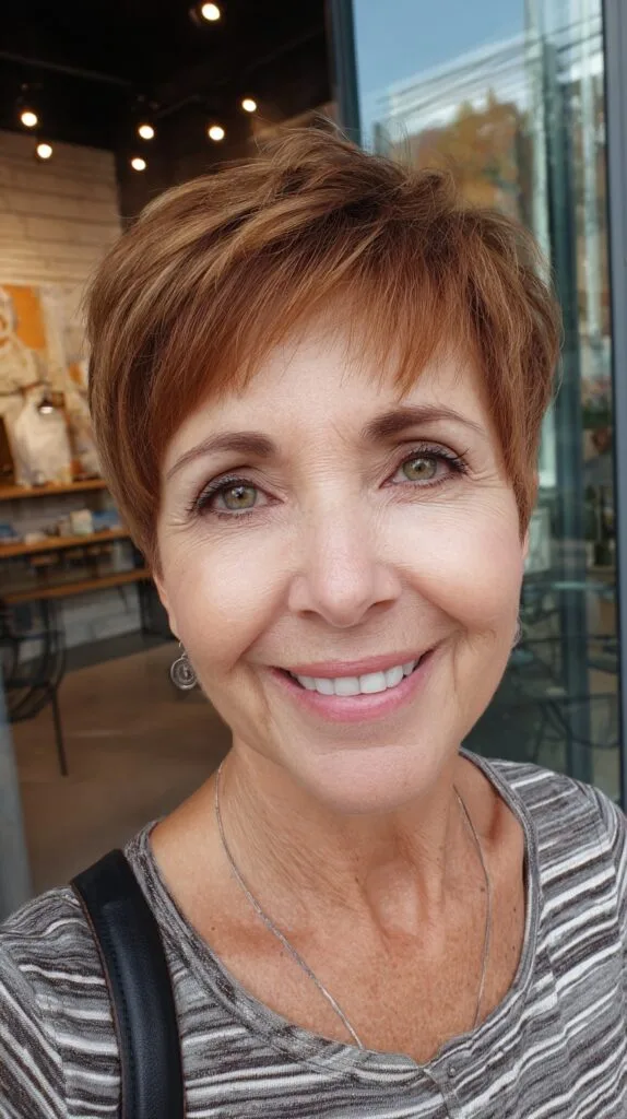 Cropped Copper Pixie with Textured Fringe