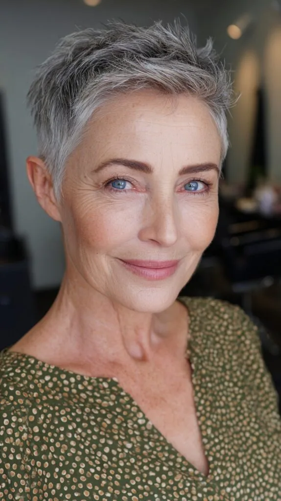 Edgy Grey Textured Pixie Cut