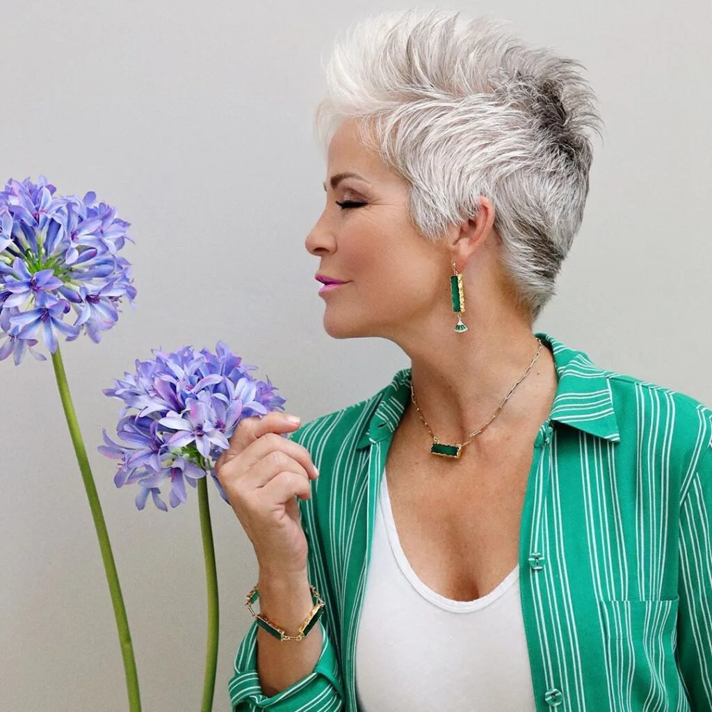 Edgy pixie hairstyle for mature women