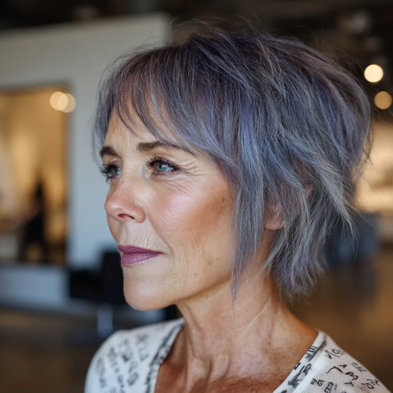 Edgy Textured Pixie with Subtle Lavender Highlights