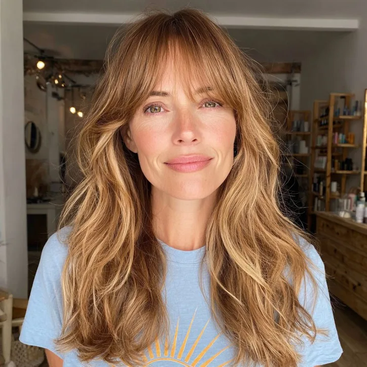 Effortless Long Choppy Bangs with Luscious Waves