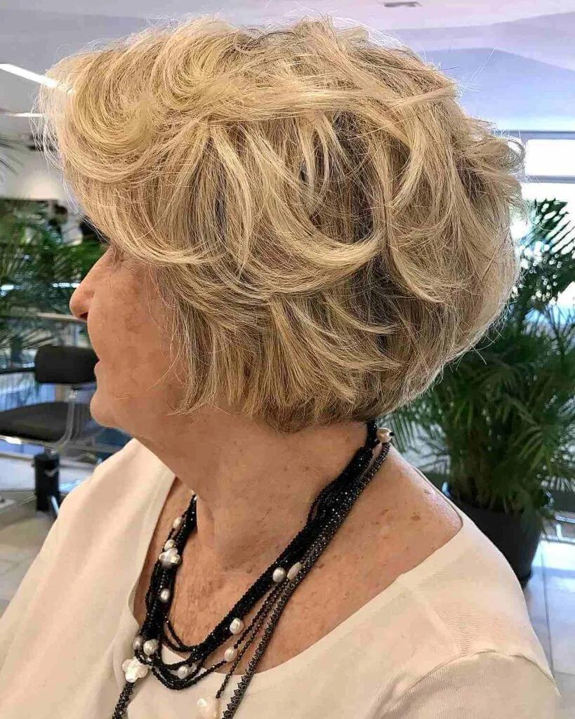 Effortless Short Blonde Bob with Textured Layers for Women Over Sixty