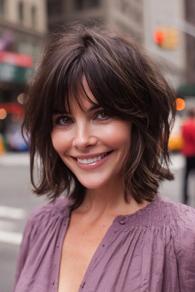 Effortlessly Chic Layered Bob with Face-Framing Bangs