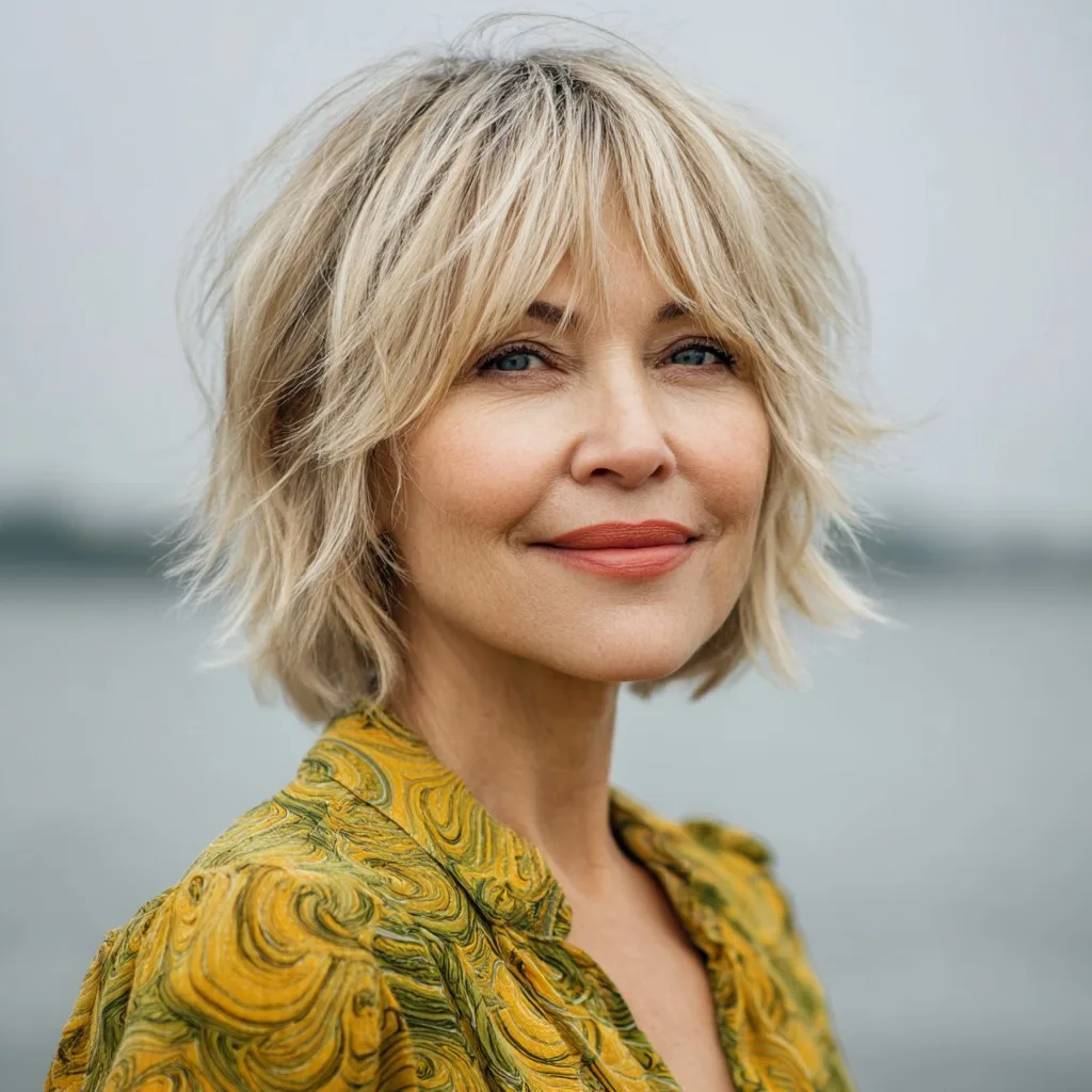 Effortlessly Chic Textured Bob with Soft Bangs