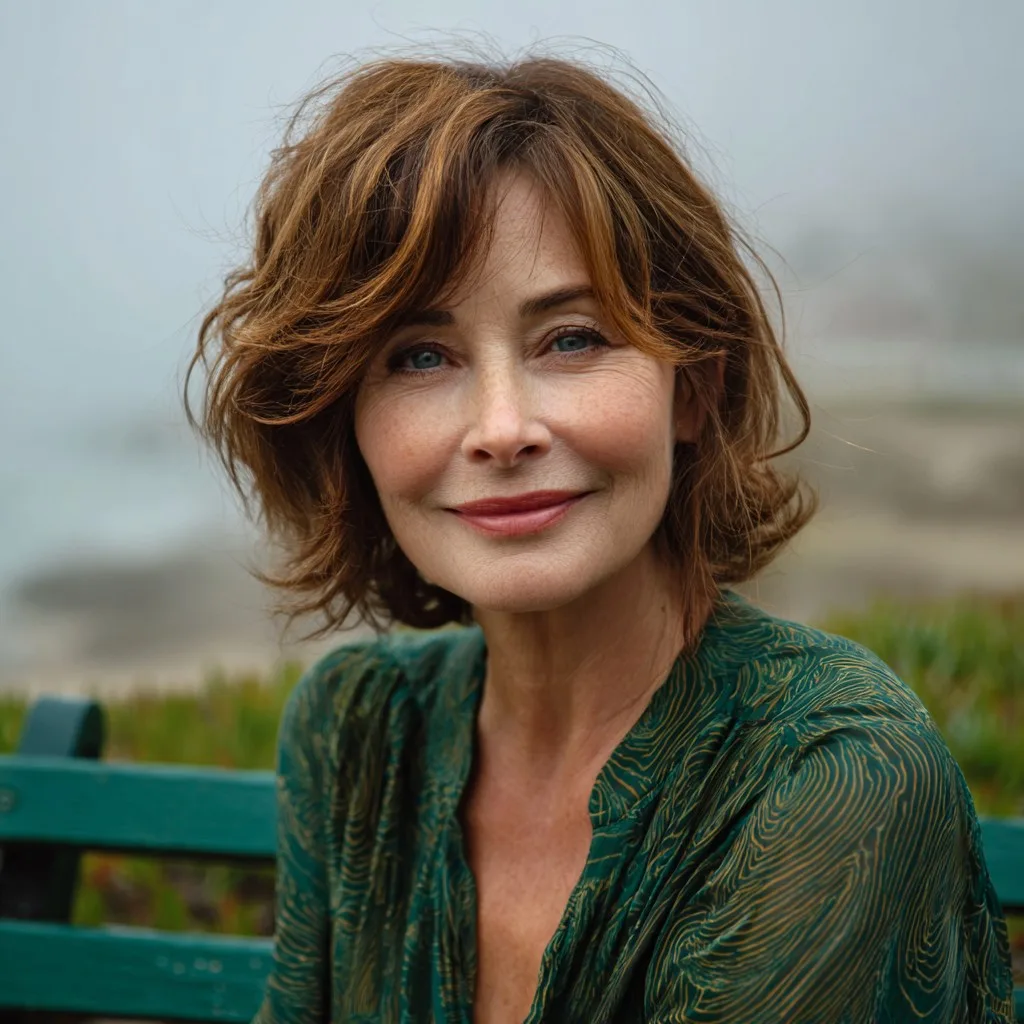 Effortlessly Chic Warm Brown Wavy Lob
