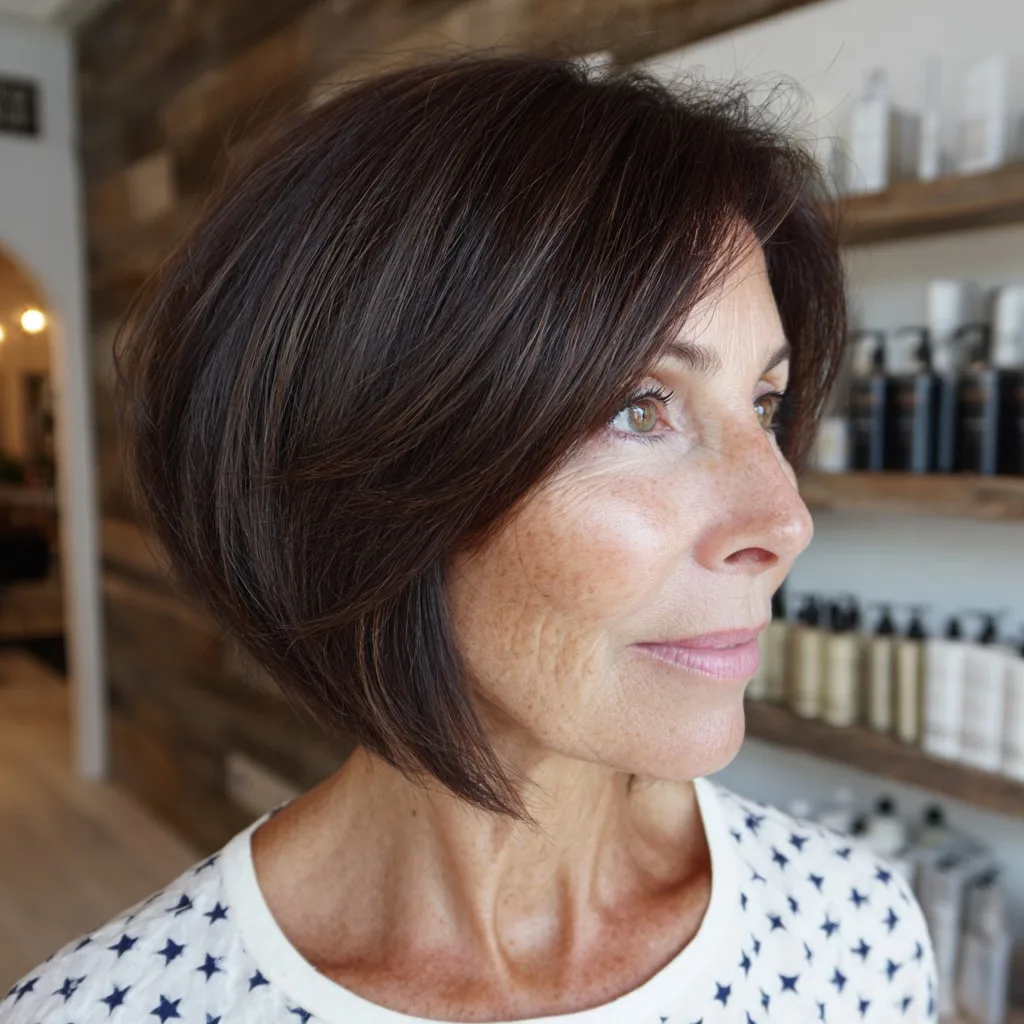 Elegant Angular Bob with Soft Face-Framing Layers