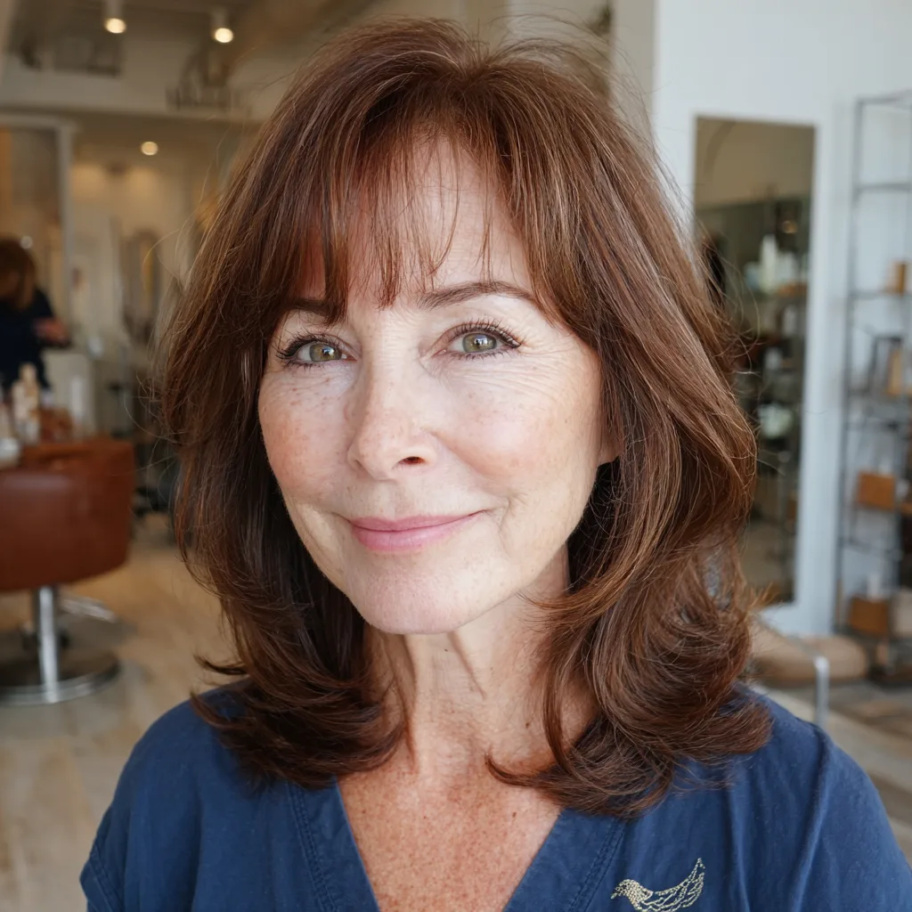 Elegant Layered Cut with Soft Face-Framing Bangs