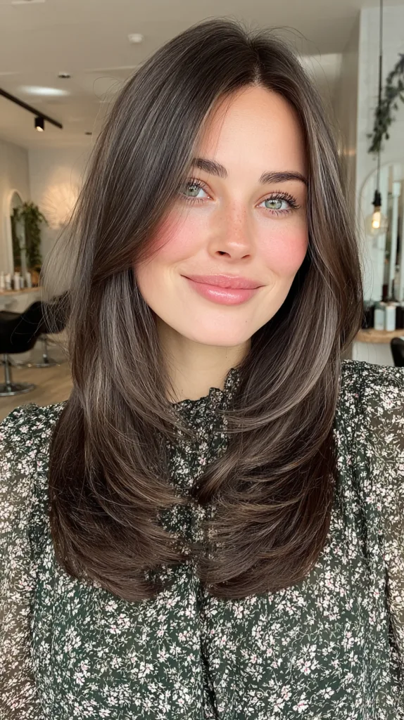 Elegant Long Layered Brunette with Subtle Shine