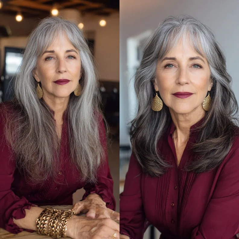 Elegant Long Layered Shag with Soft Face-Framing Layers
