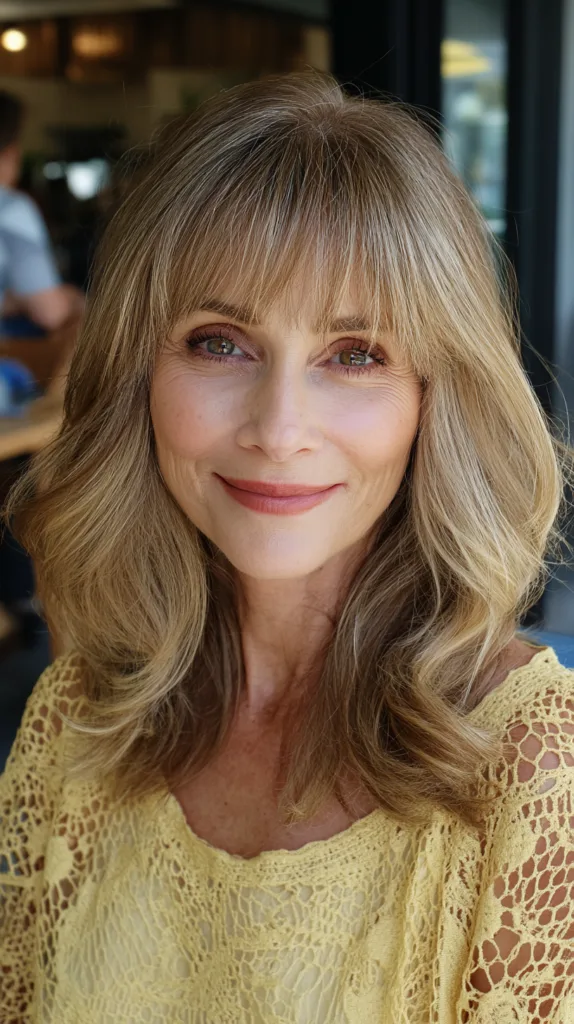 Elegant Long Layers with Face-Framing Bangs