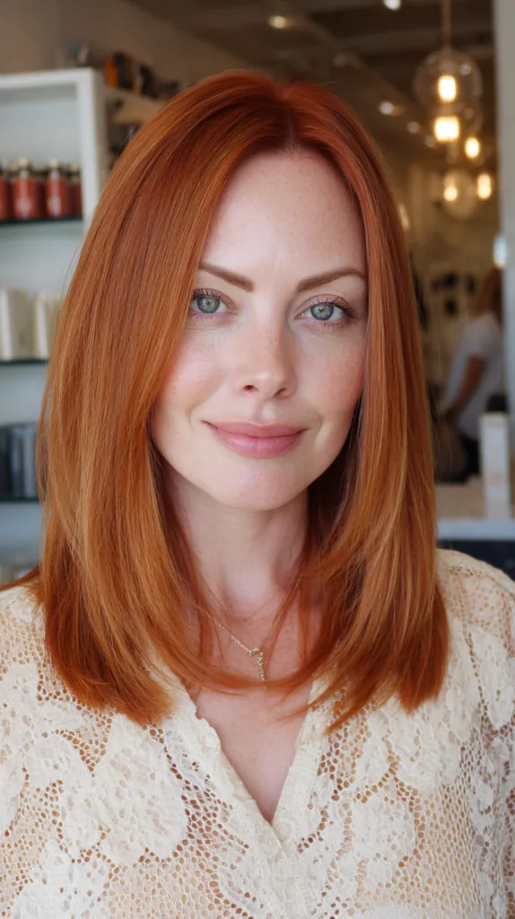 Elegant Long Red Layers with Subtle Face Framing
