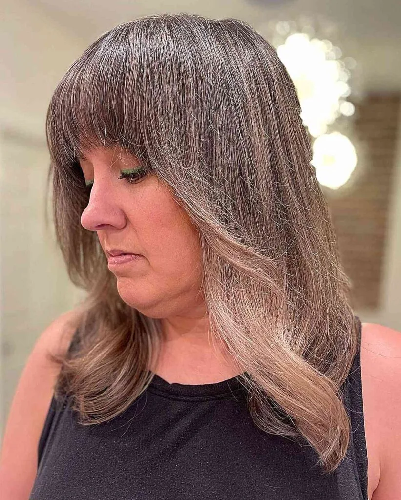 Elegant Medium Cut with Full Bangs for Plus Size Women Aged 50