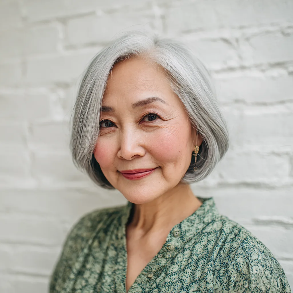 Elegant Silver Bob with Soft Waves