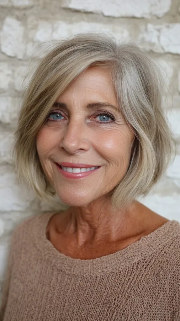 Elegant Silver Bob with Textured Waves