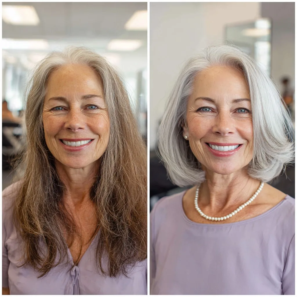 Elegant Smooth Silver Bob with Subtle Layers