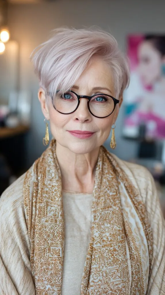 Elegant Soft Pink Textured Pixie Cut