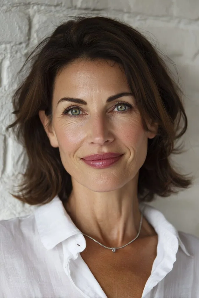 Elegant Textured Mid-Length Cut with Soft Waves