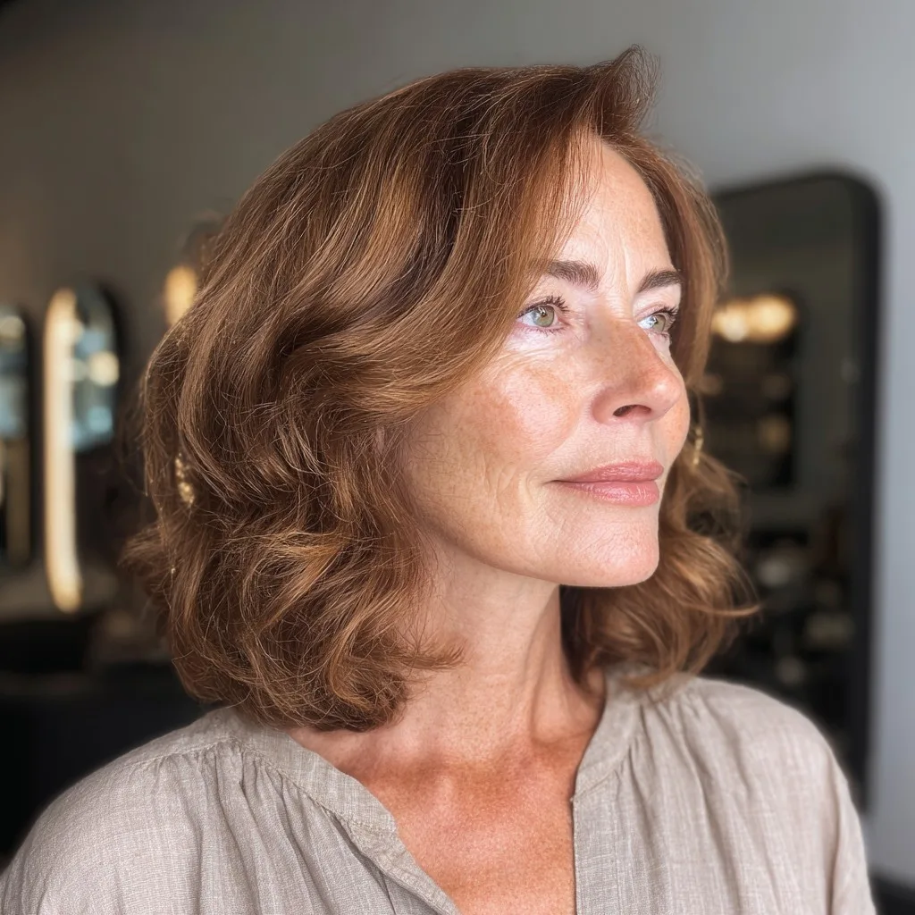 Elegant Warm Brown Textured Waves