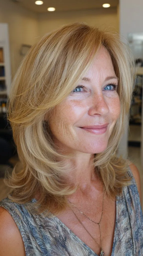 Face-Framing Feathered Medium Lob with Root Shadow and Flipped Ends