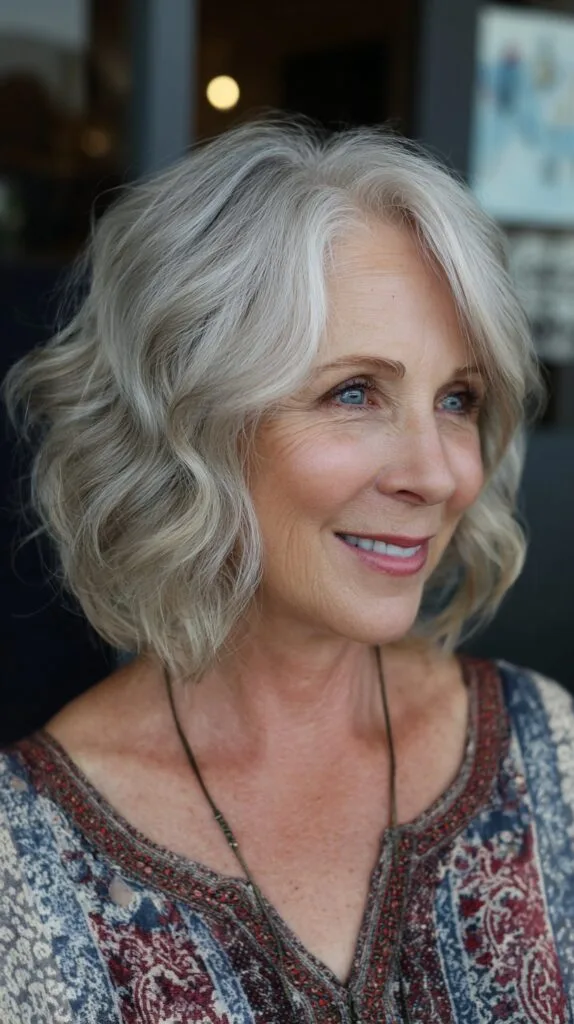 Flowing Silver Waves with Gentle Depth
