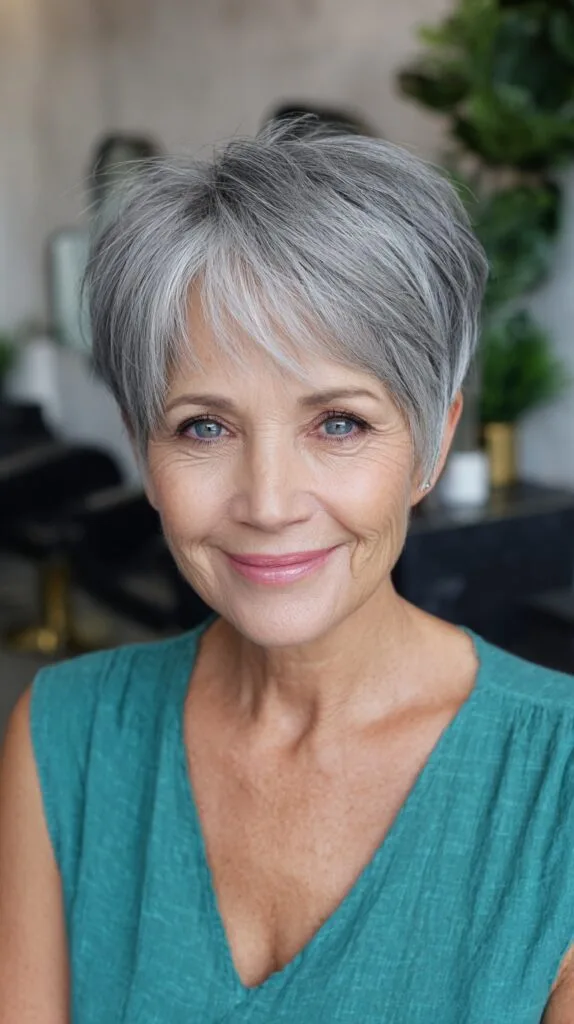 Gentle Crown-Textured Pixie with Side-Swept Fringe