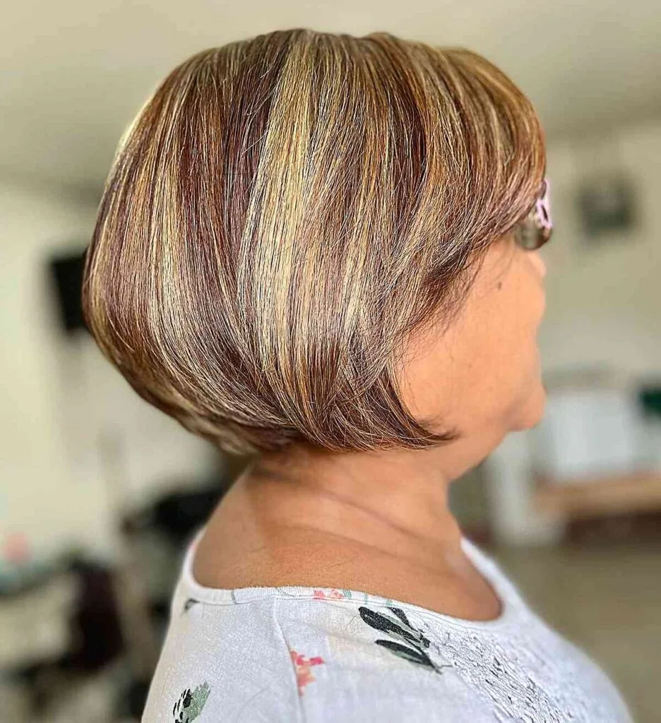 Jaw-Grazing Layered Concave Bob with Subtle Highlights and Depth for Overweight Women Over 50