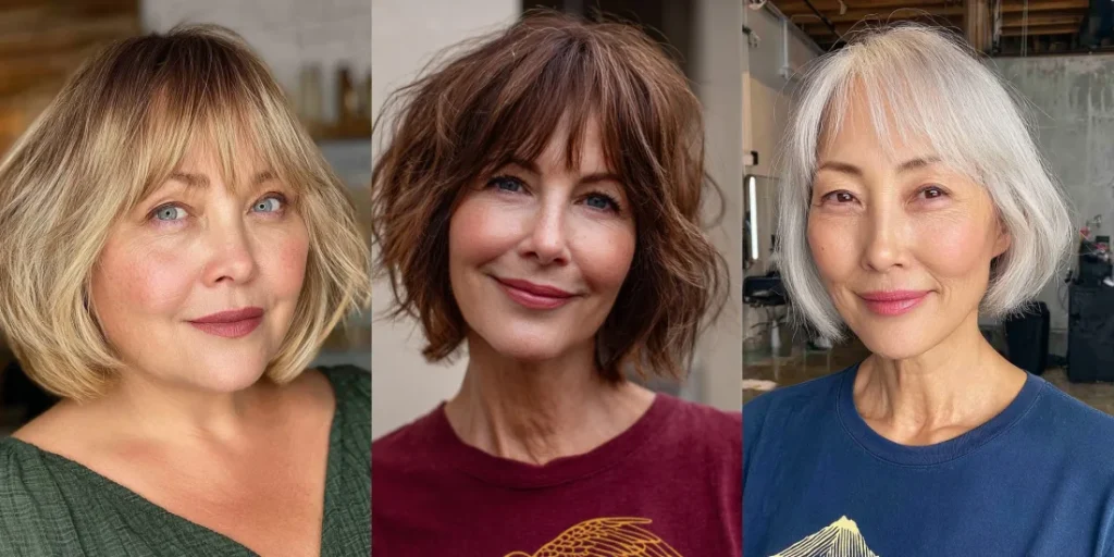 25 Adorable and Trendy Jaw-Length Bob Haircuts with Curtain Bangs for Women Over 50 That Don’t Try Too Hard