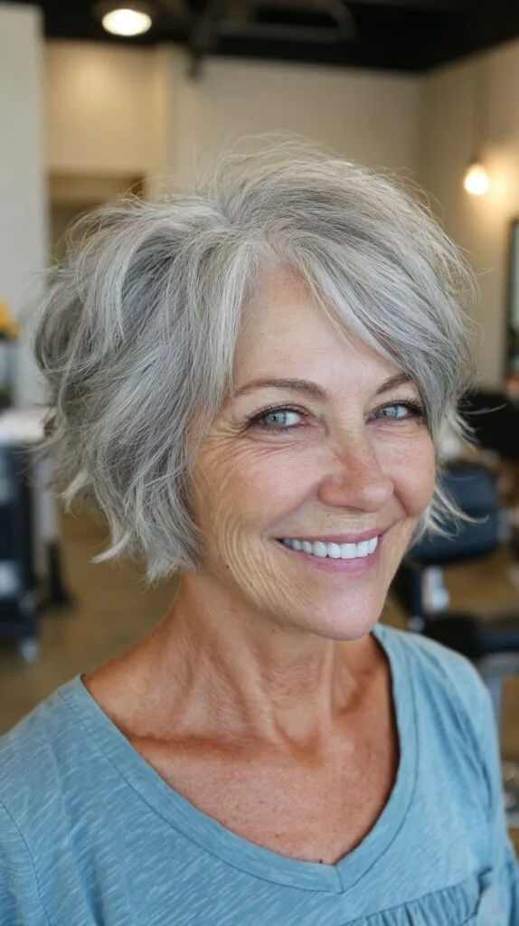 Layered Silver Shag with Face-Framing Sweep