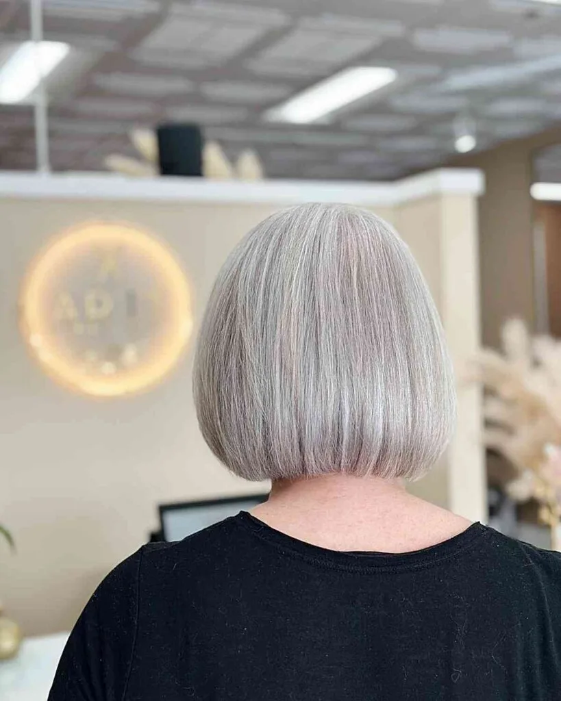 Light Grey Classic Short Bob for Women Aged 50