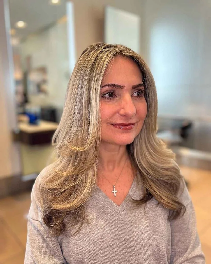 Long Layered Haircut on 40-Year-Old Women with Fine Hair