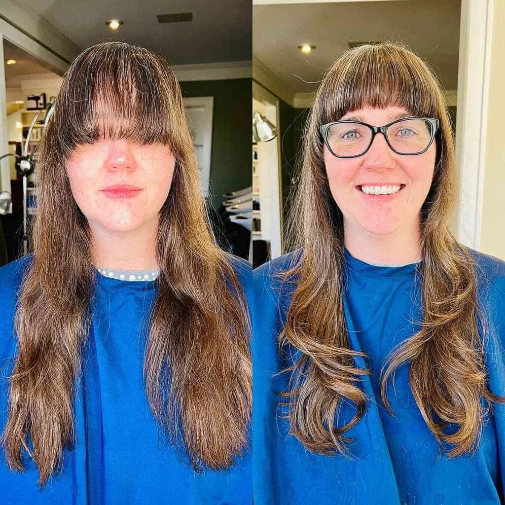 Long Layers and Full Bangs for ladies 40 and up