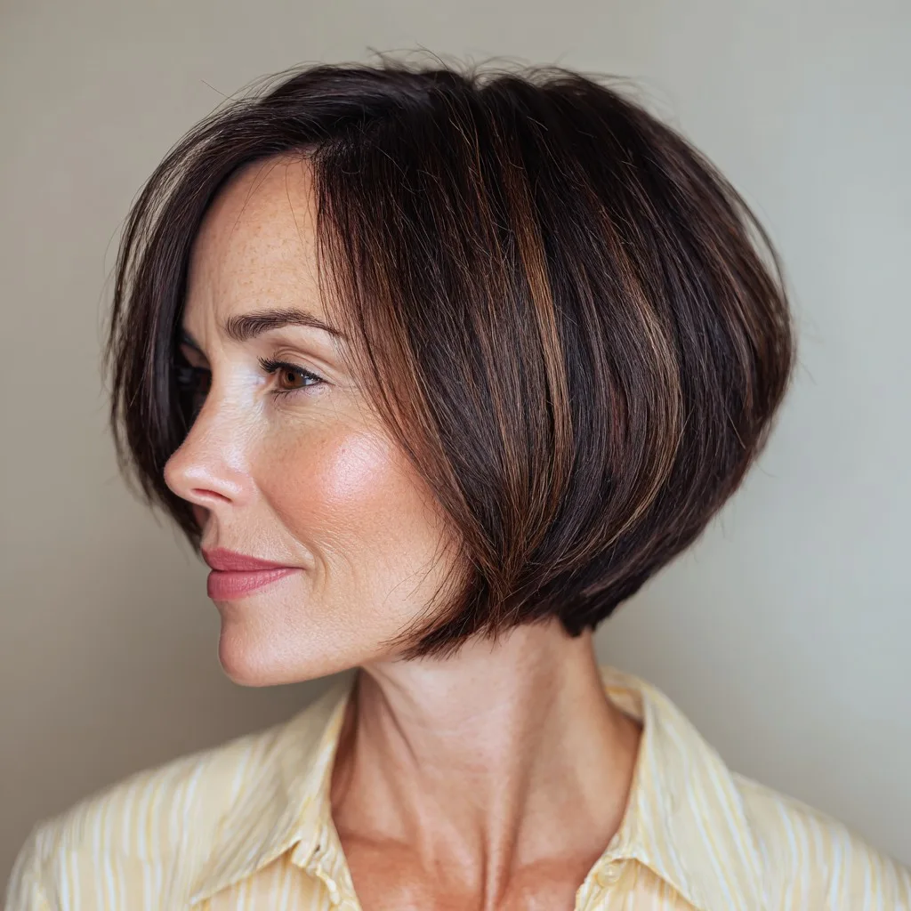 Modern Angular Bob with Soft Caramel Highlights