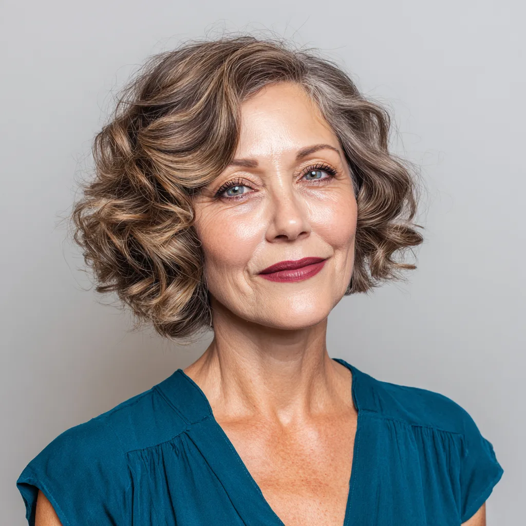 Modern Curly Lob with Soft Layers