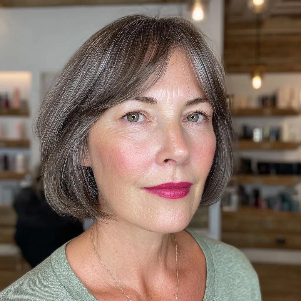 Modern Jaw-Length Bob with Subtle Curtain Bangs