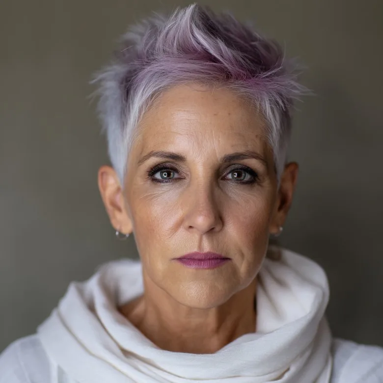 Modern Short Spiked Cut with Soft Lavender Highlights