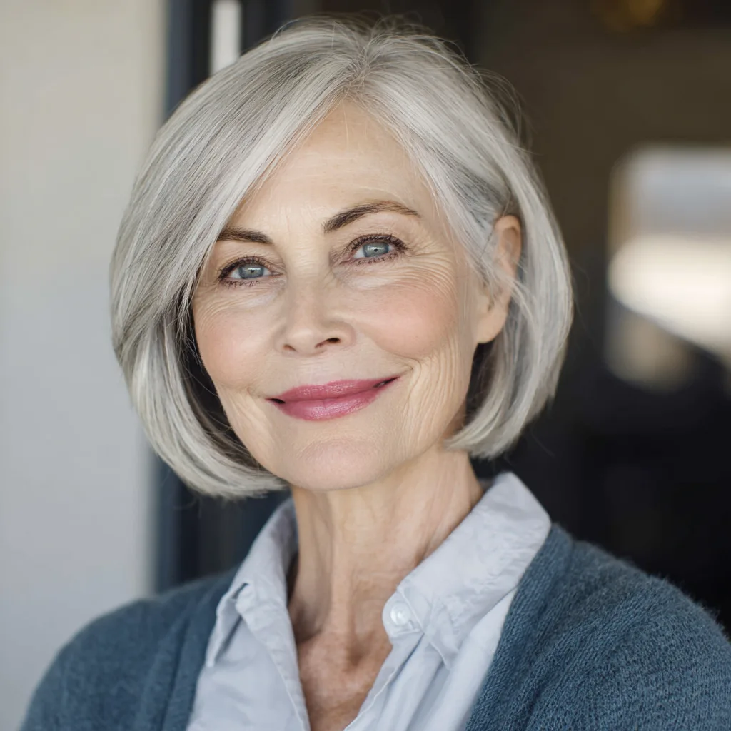 Modern Silver Bob with Soft Textured Layers
