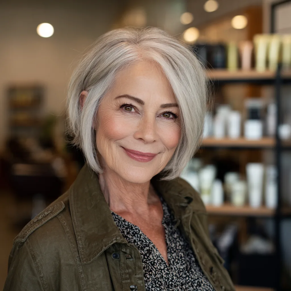 Modern Silvery Textured Bob with Side Volume