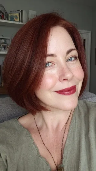 Modern Sleek Red Bob with Subtle Volume