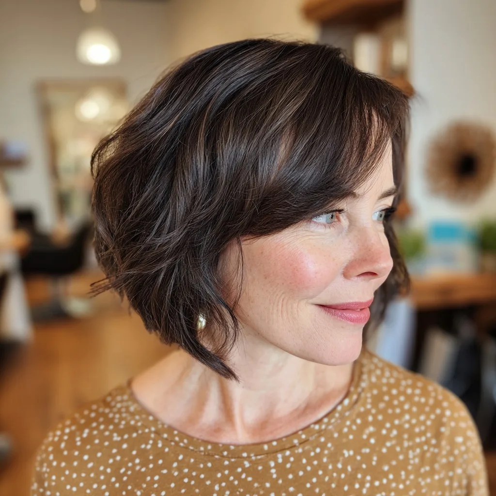 Modern Textured Angular Bob with Soft Layers