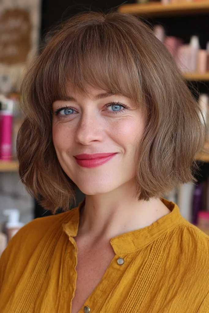Modern Textured Bob with Fringed Bangs