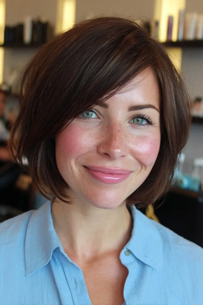 Modern Textured Bob with Side-Swept Bangs
