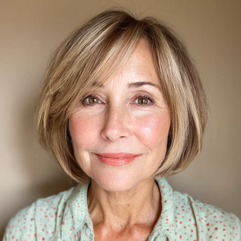 Modern Textured Bob with Subtle Caramel Highlights