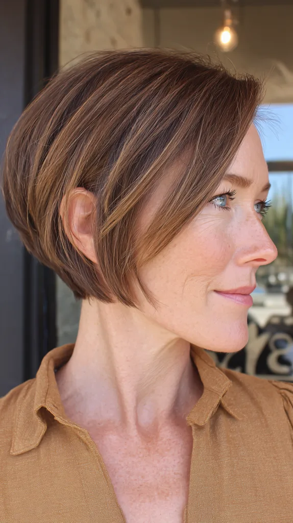 Modern Textured Bob with Subtle Highlights for Fine Hair