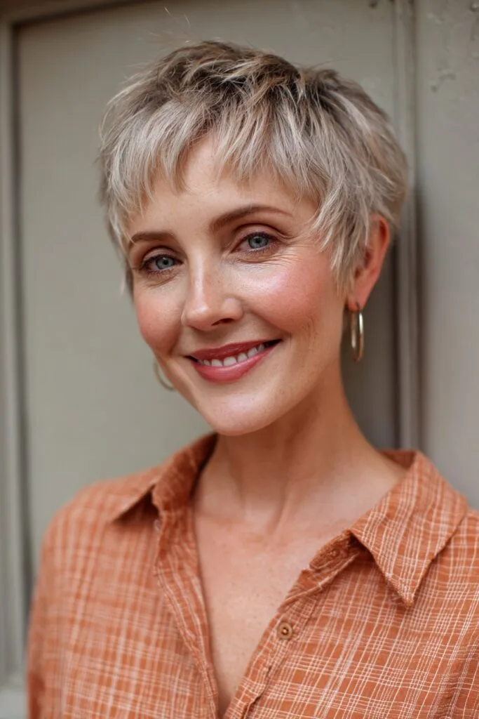 Modern Textured Pixie Cut with Soft Bangs