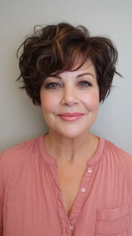 Modern Textured Short Curly Cut with Flipped Ends